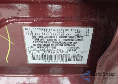 2025 Nissan Sentra Sv z USA, uszkodzony, nr VIN 3N1AB8CV4SY416486